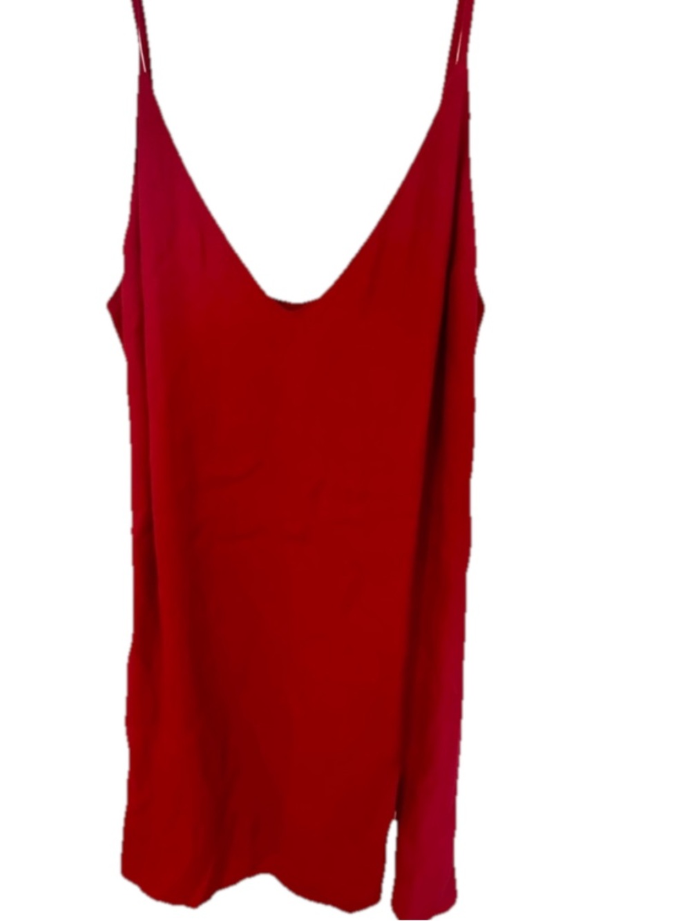 Reformation Marlowe Scarlet Red V-Neck Slip Dress Mini Side Slit